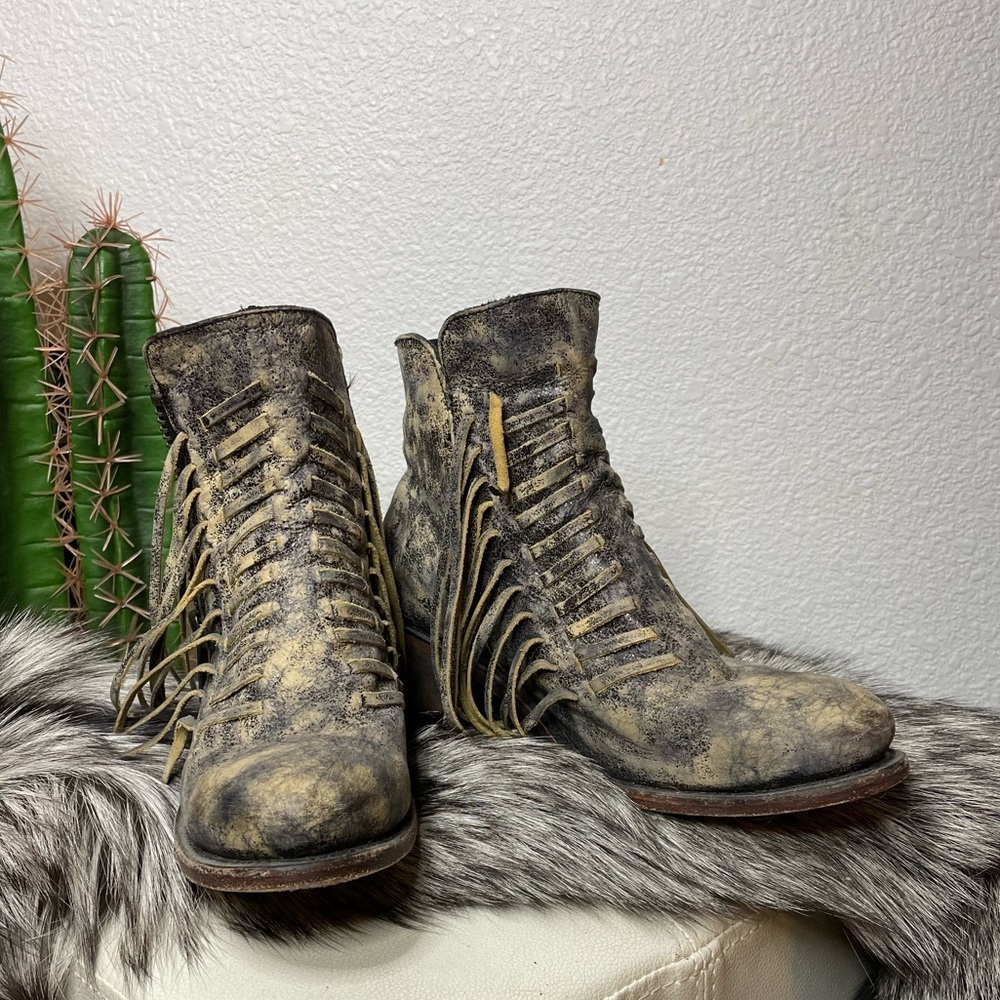 Corral Black Fringe Booties
